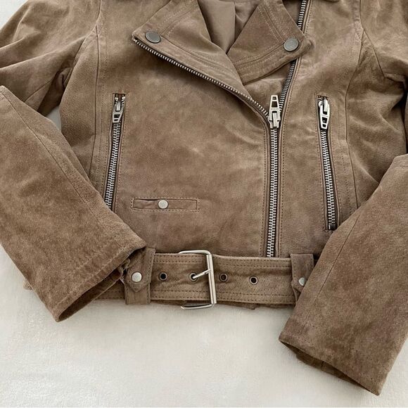 Blank NYC Sand Stoner Moto Jacket Genuine Suede, Size S - Picture 9 of 16